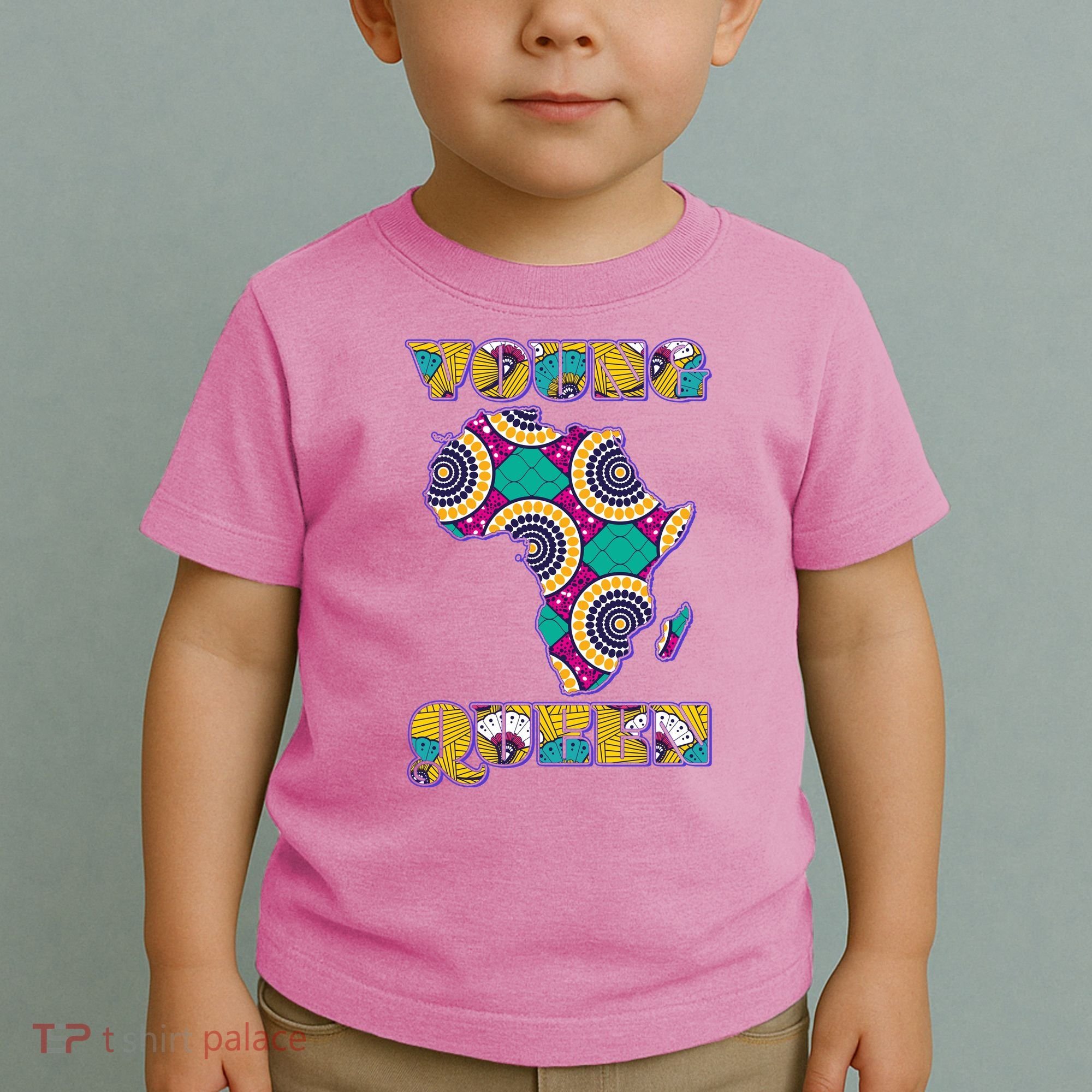 Young African Queen African Cloth Pattern Celebrating Black History Toddler T-Shirt