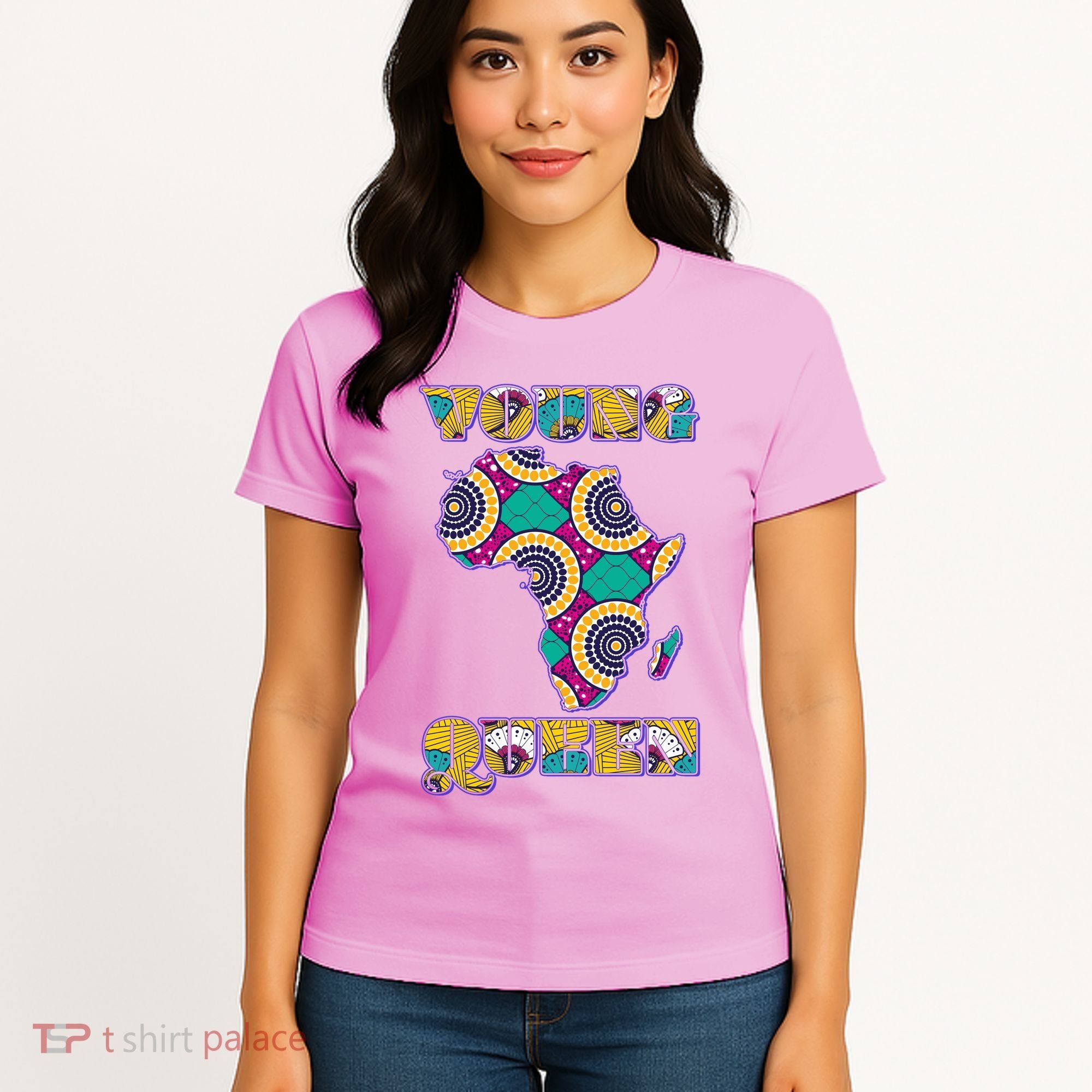 Young African Queen African Cloth Pattern Celebrating Black History Women's T-Shirt