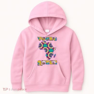 Young African Queen African Cloth Pattern Celebrating Black History Kids Hoodie
