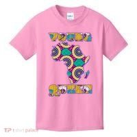 Young African Queen African Cloth Pattern Celebrating Black History Kids T-Shirt thumb 0