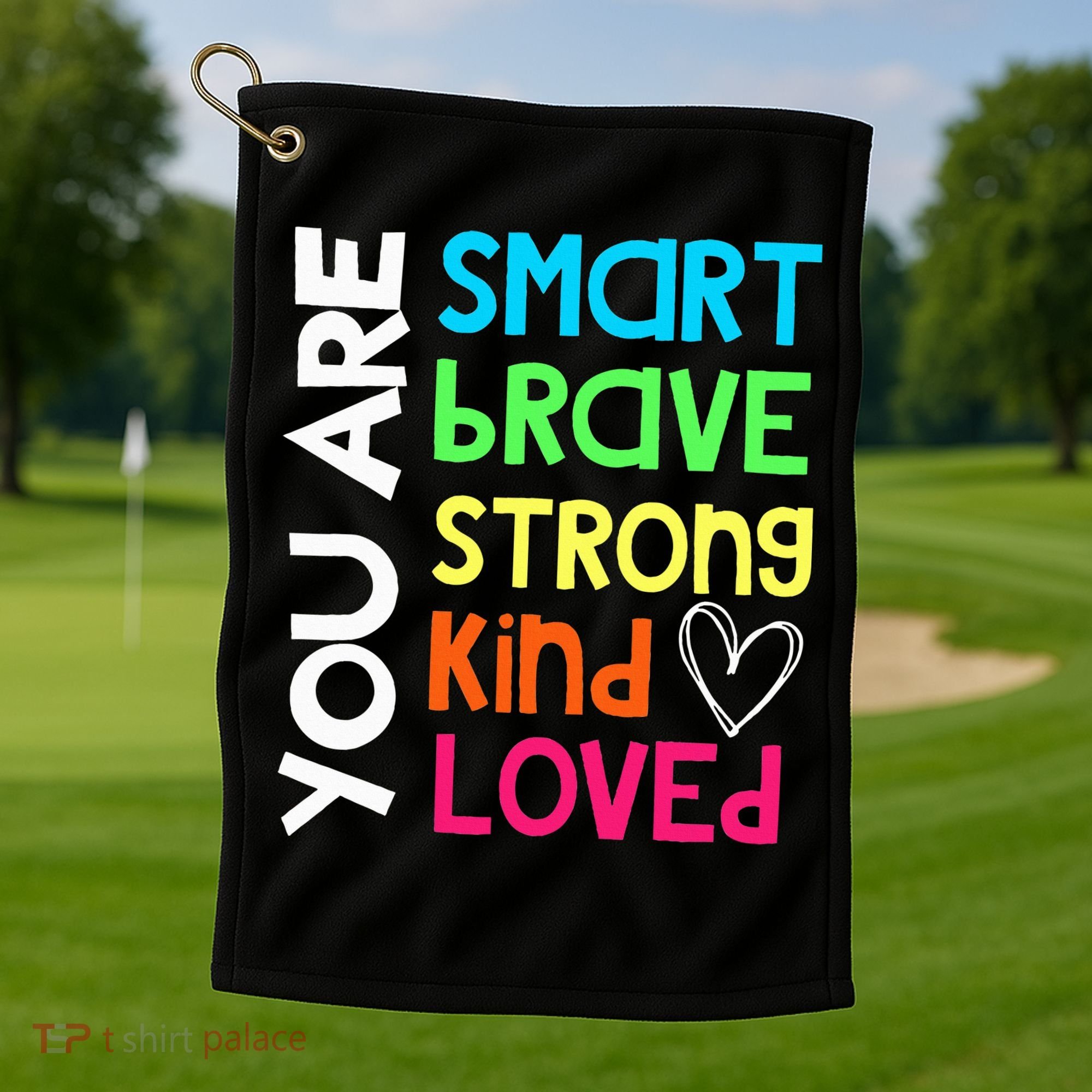 You Are Smart Brave Strong Kind Loved Motivation Teacher Golf Towel