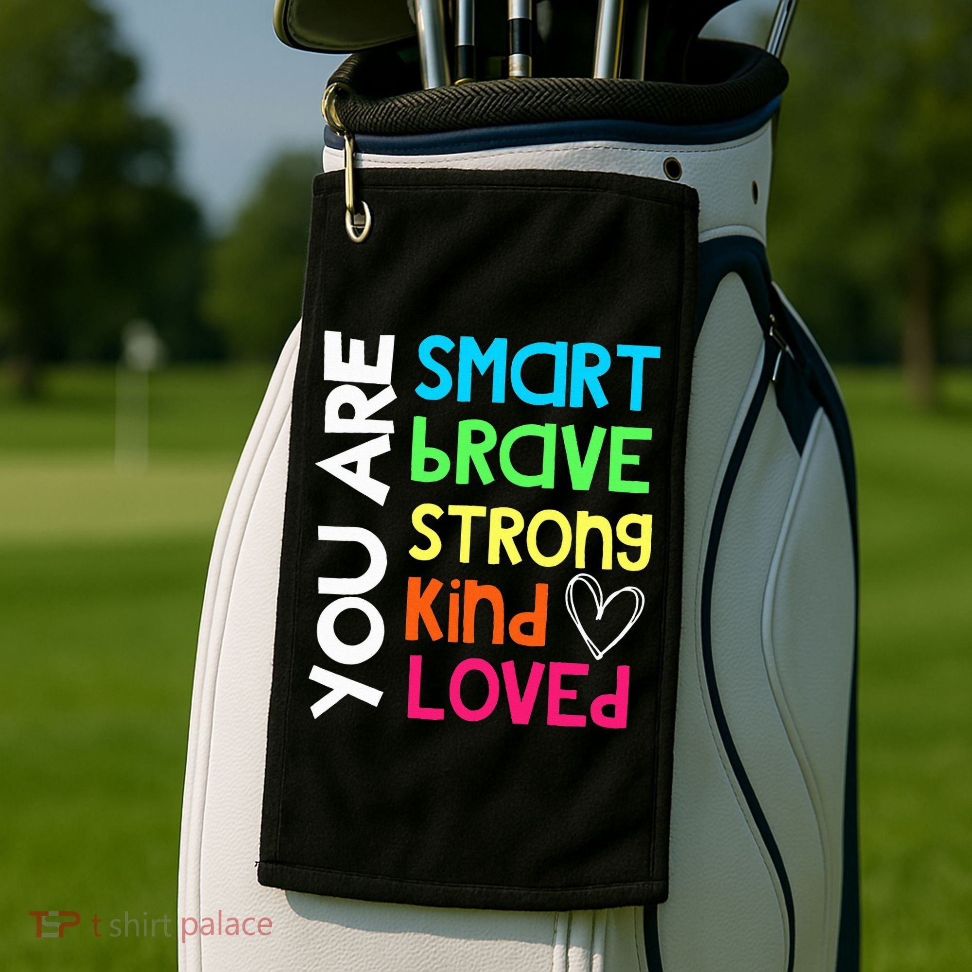 You Are Smart Brave Strong Kind Loved Motivation Teacher Golf Towel