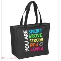 You Are Smart Brave Strong Kind Loved Motivation Teacher Tote Bag thumb 2