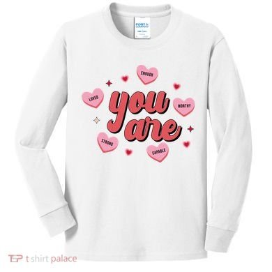 You Are Self Love Hearts Kids Long Sleeve Shirt