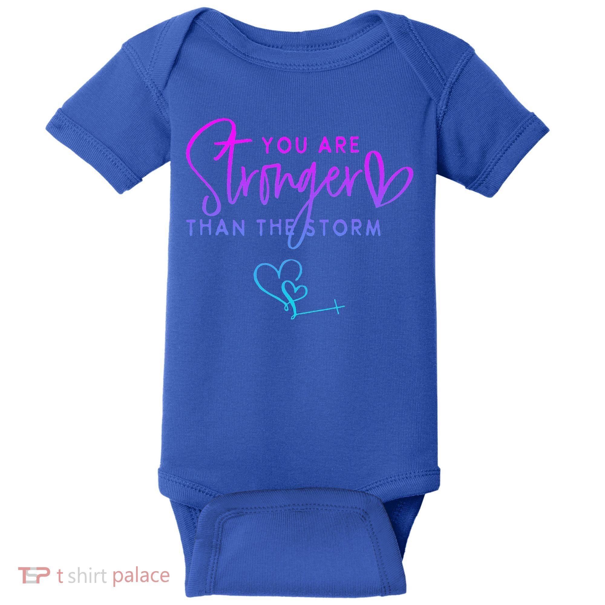 You Are Stronger Than The Storm Funny Christian Baby Bodysuit