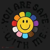 You Are Safe With Me Lgbtq Pride Ally Smile Face Back Women's Sweatshirt thumb 2