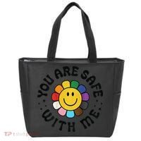 You Are Safe With Me Lgbtq Pride Ally Smile Face Back Tote Bag thumb 0