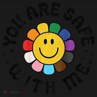 You Are Safe With Me Lgbtq Pride Ally Smile Face Back Tote Bag thumb 4