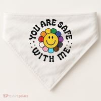 You Are Safe With Me Lgbtq Pride Ally Smile Face Back USA-Made Doggie Bandana thumb 0