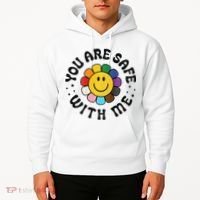 You Are Safe With Me Lgbtq Pride Ally Smile Face Back Hoodie thumb 2
