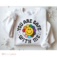 You Are Safe With Me Lgbtq Pride Ally Smile Face Back Sweatshirt thumb 2