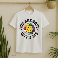 You Are Safe With Me Lgbtq Pride Ally Smile Face Back T-Shirt thumb 2