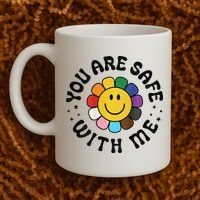 You Are Safe With Me Lgbtq Pride Ally Smile Face Back Coffee Mug thumb 2