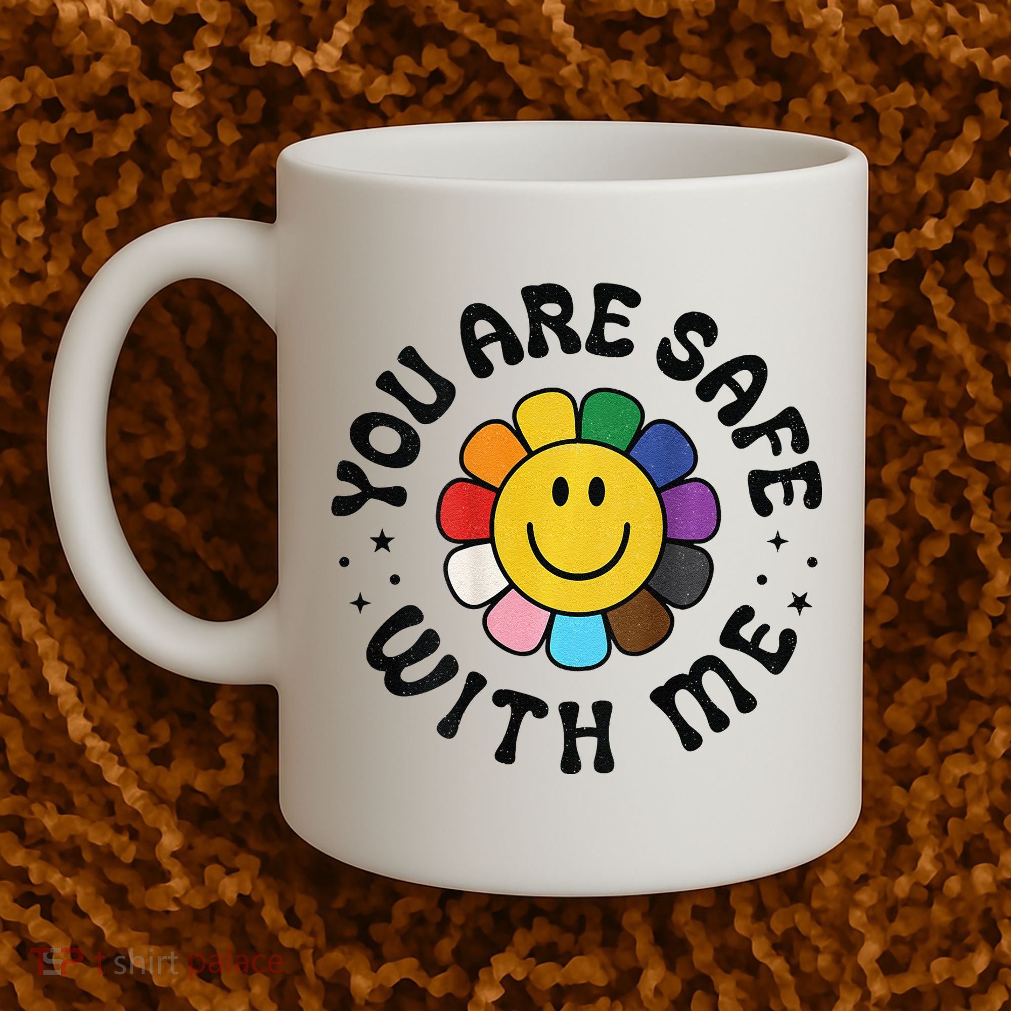 You Are Safe With Me Lgbtq Pride Ally Smile Face Back Coffee Mug