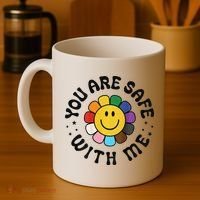 You Are Safe With Me Lgbtq Pride Ally Smile Face Back Coffee Mug thumb 4