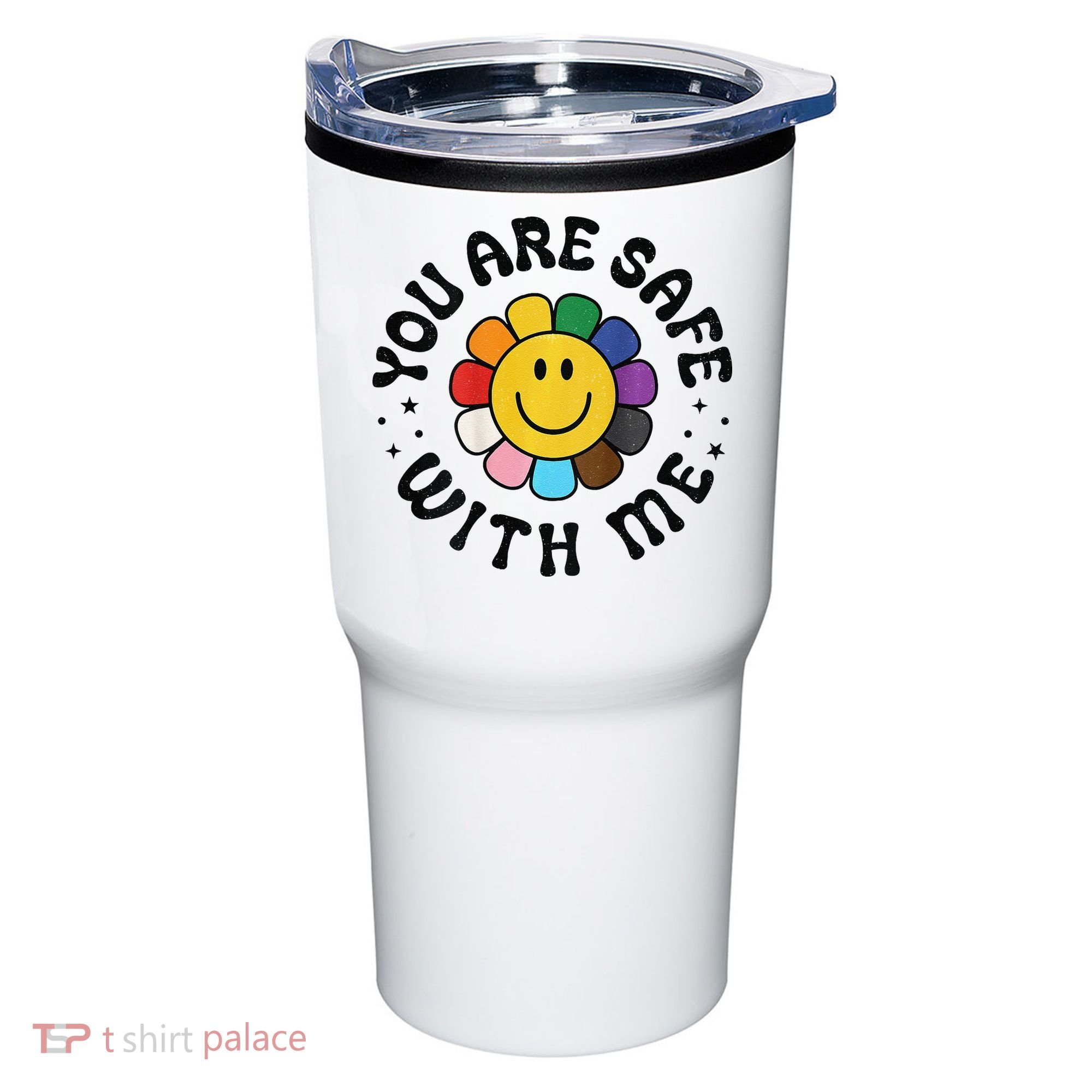 You Are Safe With Me Lgbtq Pride Ally Smile Face Back Tumbler