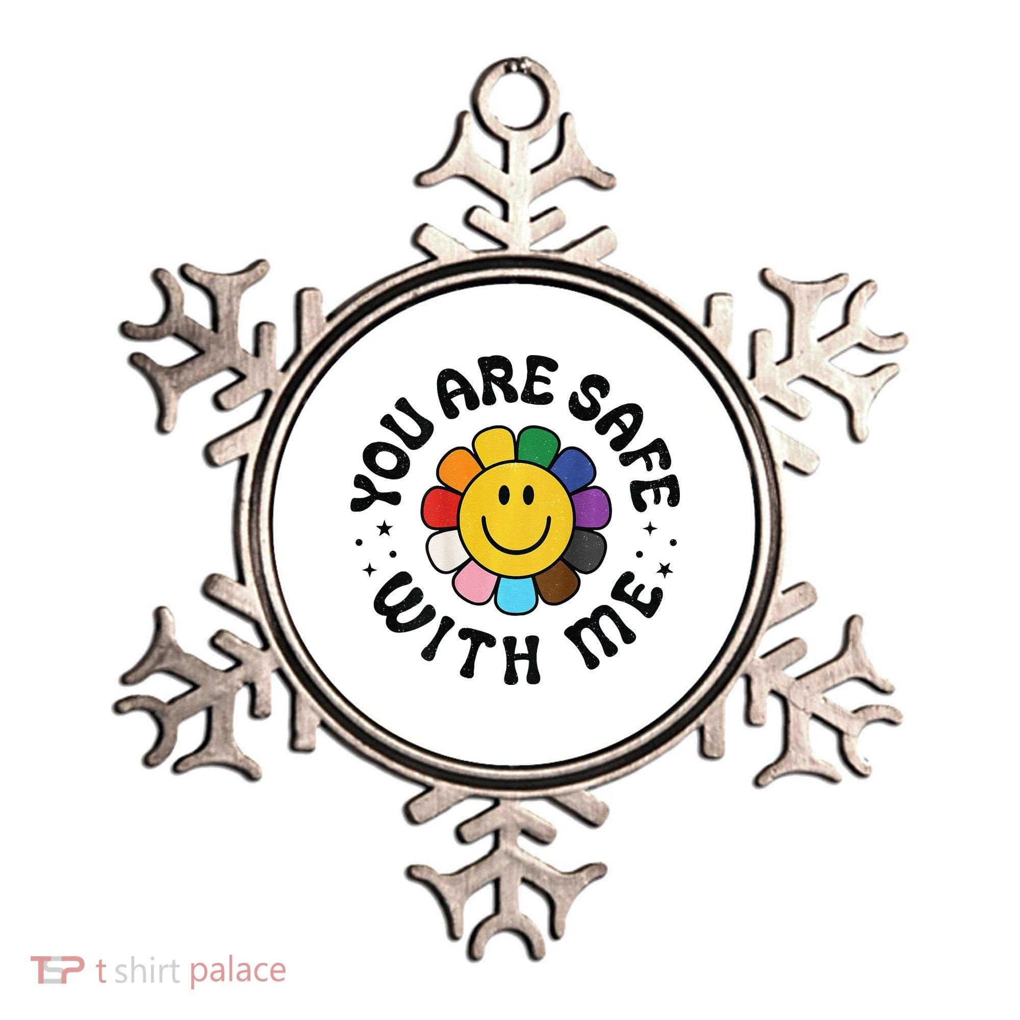 You Are Safe With Me Lgbtq Pride Ally Smile Face Back Ornament