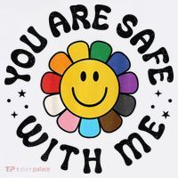 You Are Safe With Me Lgbtq Pride Ally Smile Face Back Women's Tank Top thumb 5