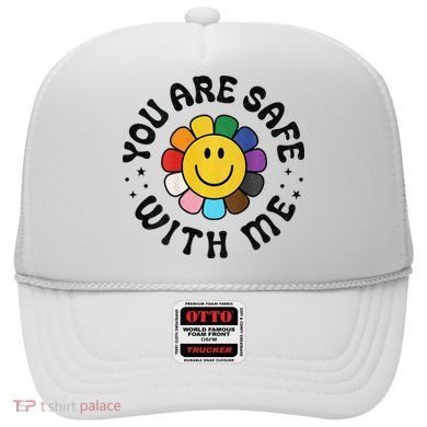 You Are Safe With Me Lgbtq Pride Ally Smile Face Back Hat