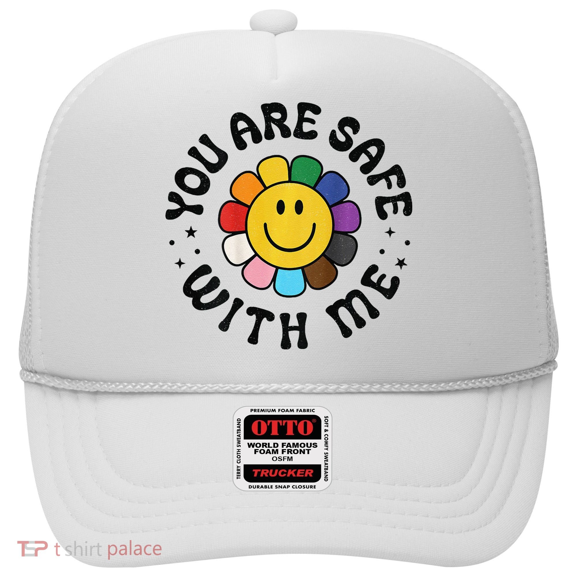 You Are Safe With Me Lgbtq Pride Ally Smile Face Back Hat