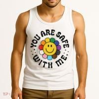 You Are Safe With Me Lgbtq Pride Ally Smile Face Back Tank Top thumb 3