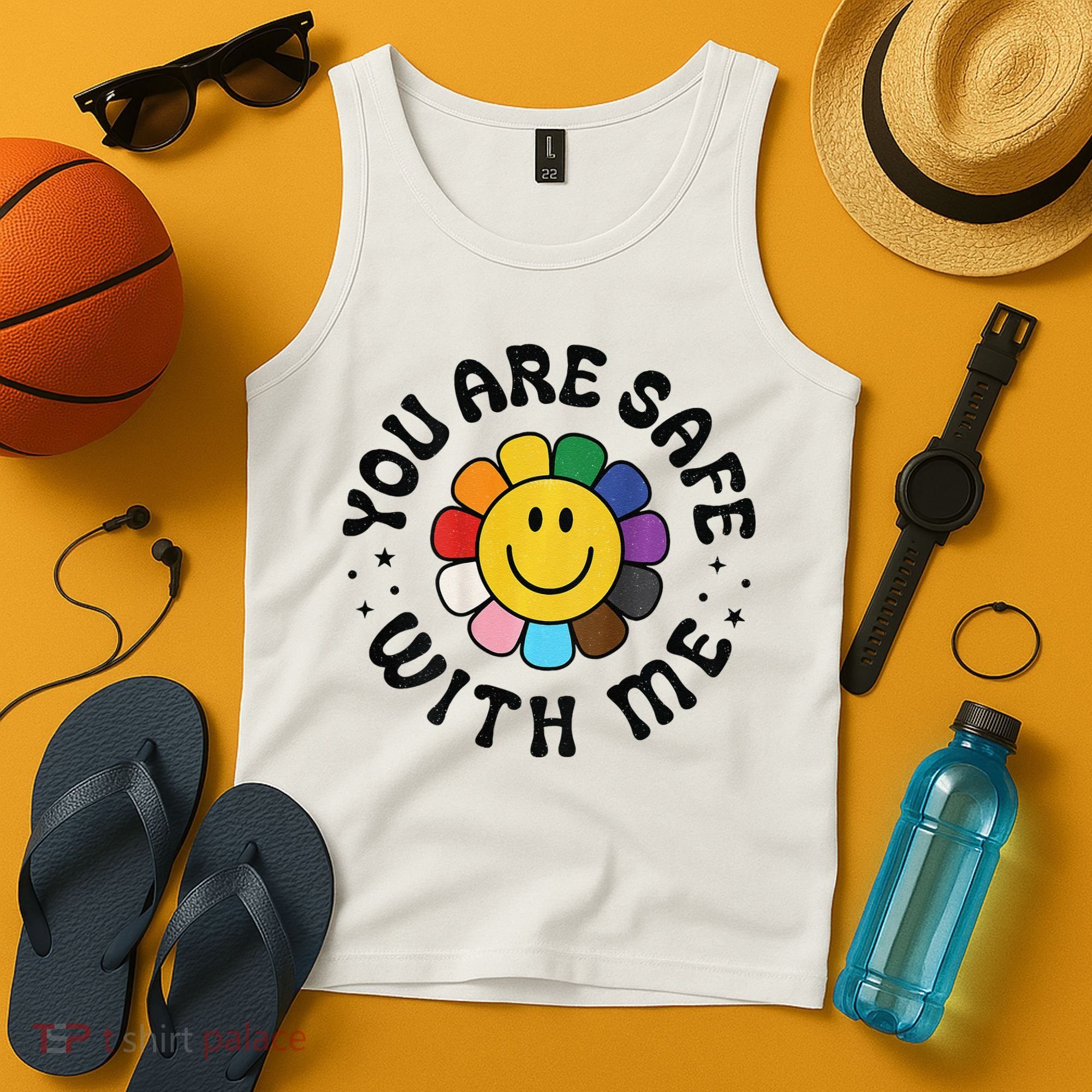 You Are Safe With Me Lgbtq Pride Ally Smile Face Back Tank Top
