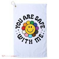 You Are Safe With Me Lgbtq Pride Ally Smile Face Back Golf Towel thumb 0
