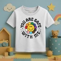 You Are Safe With Me Lgbtq Pride Ally Smile Face Back Toddler T-Shirt thumb 3