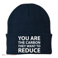 You Are The Carbon They Want To Reduce, Sarcastic Protest White & Black Text Beanie thumb 0