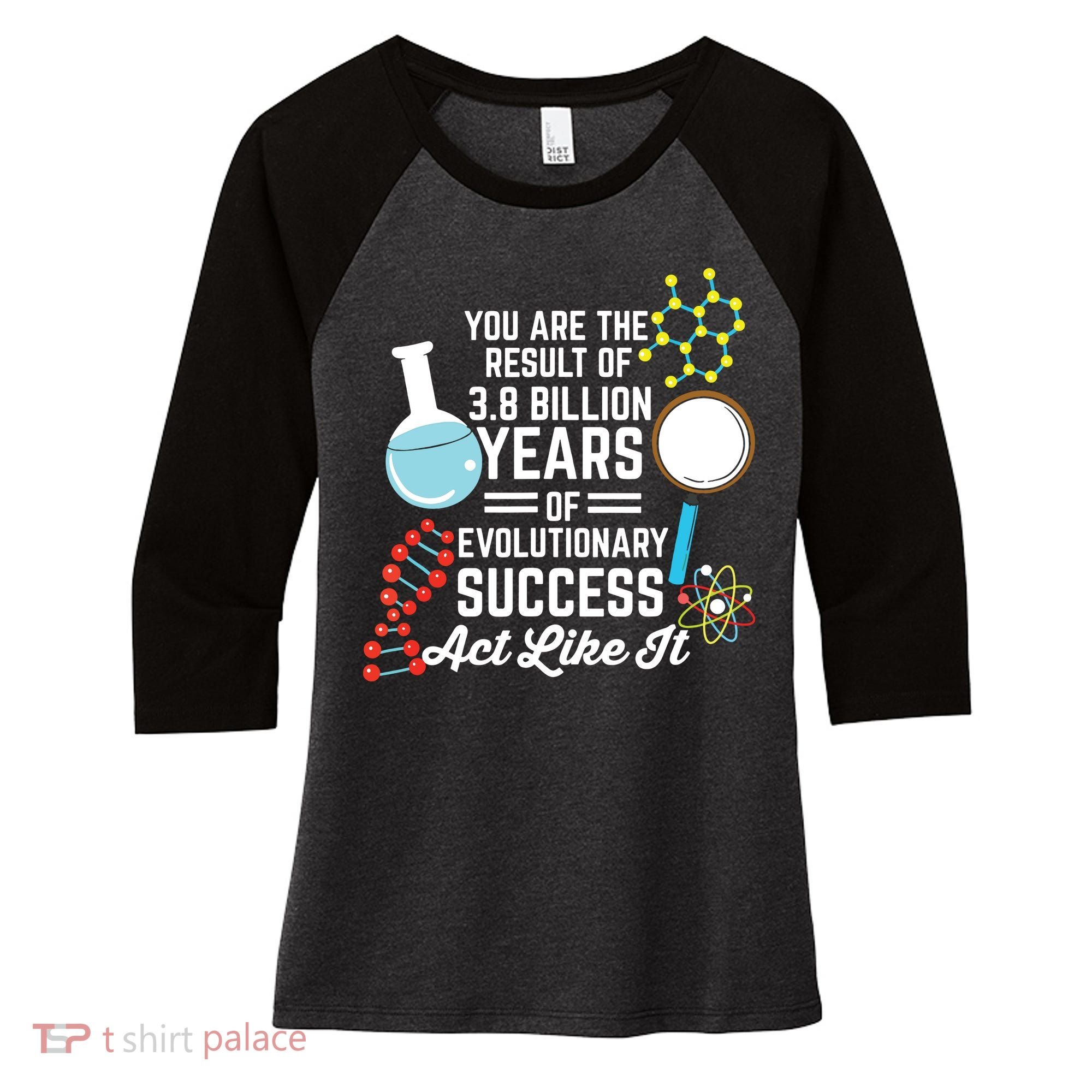 You Are The Result Of Evolutionary Successc Women's Tri-Blend 3/4-Sleeve Raglan Shirt