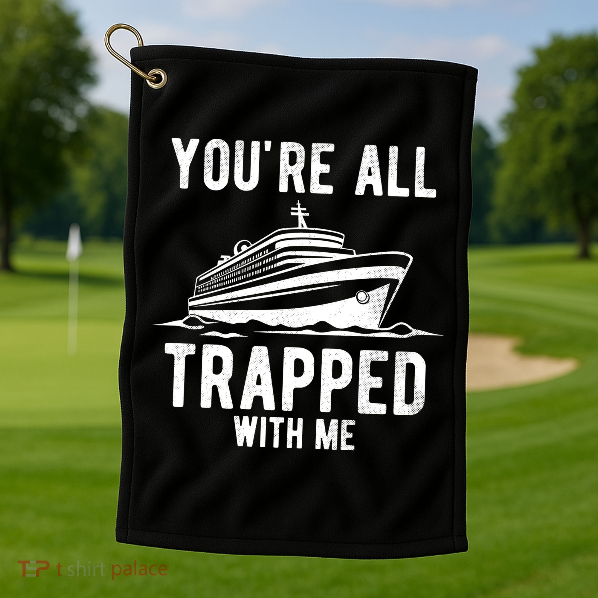 Youre All Trapped With Me Funny Cruise Ship Vacation Golf Towel