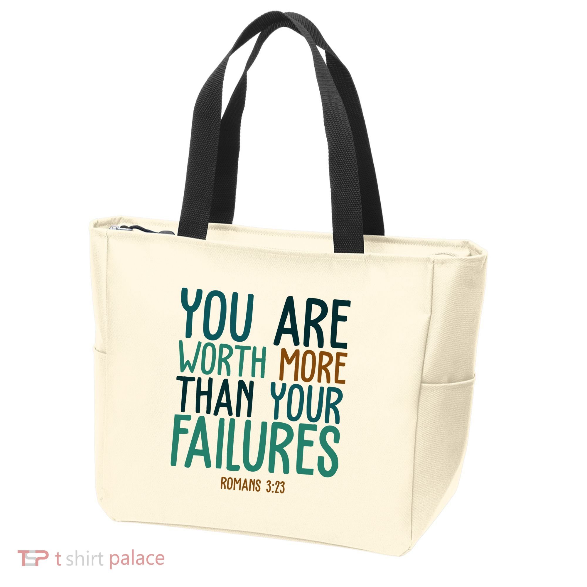 You Are Worth More Than Your Failures Romans 323 Tote Bag