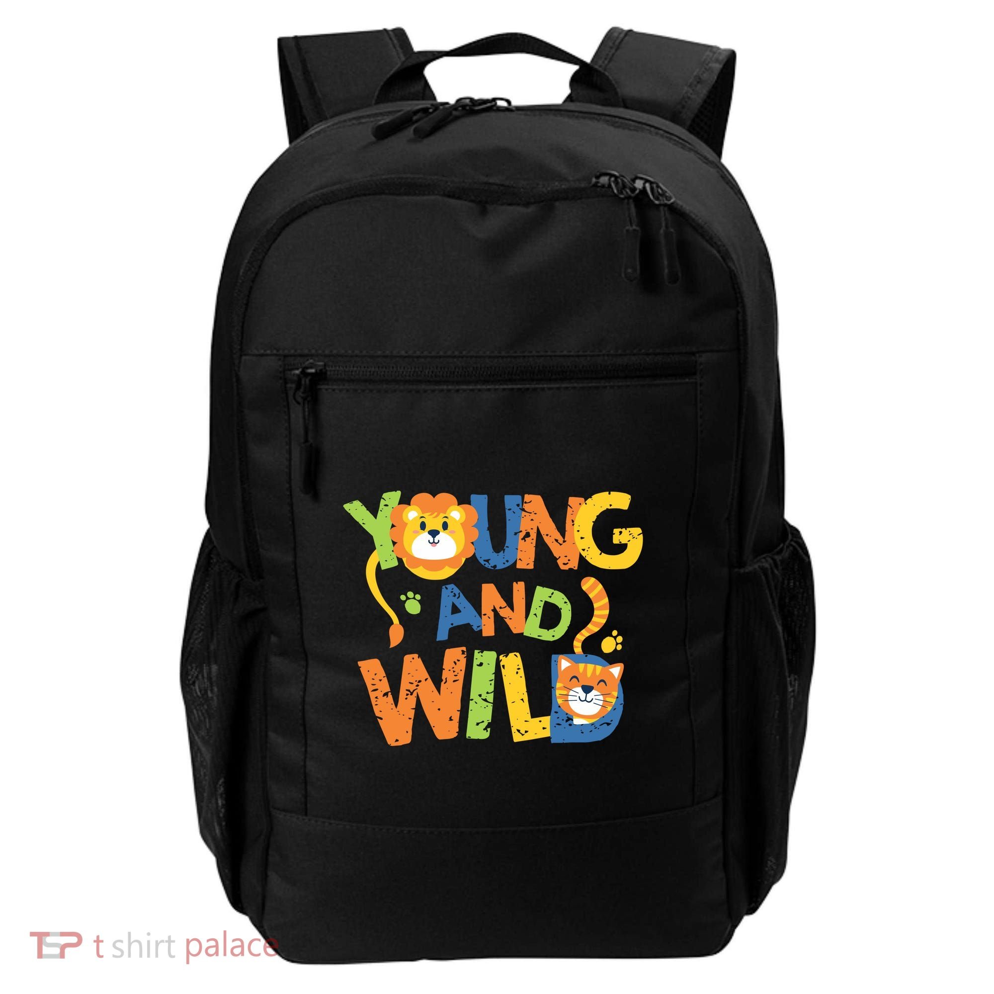 Young And Wild Typography Cute Animal Backpack
