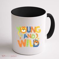 Young And Wild Typography Cute Animal Coffee Mug thumb 1