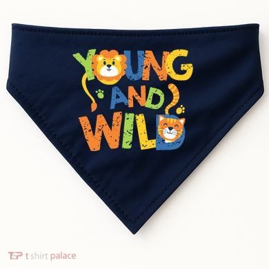 Young And Wild Typography Cute Animal USA-Made Doggie Bandana