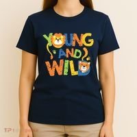 Young And Wild Typography Cute Animal T-Shirt thumb 4