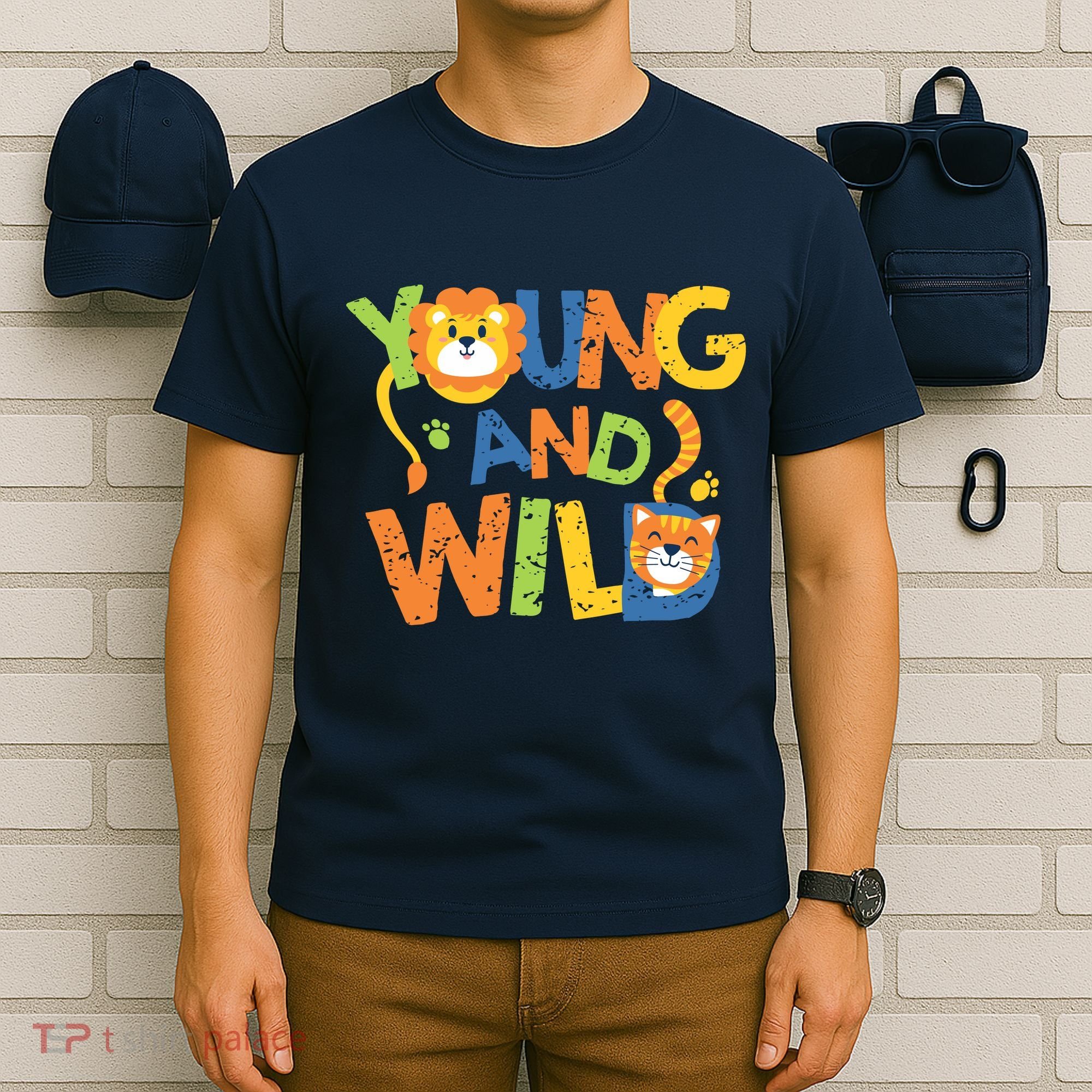 Young And Wild Typography Cute Animal T-Shirt