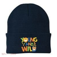Young And Wild Typography Cute Animal Beanie thumb 0