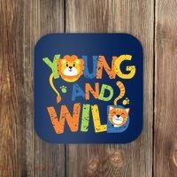 Young And Wild Typography Cute Animal Coaster thumb 0