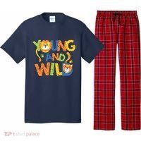 Young And Wild Typography Cute Animal Pajama Set thumb 0