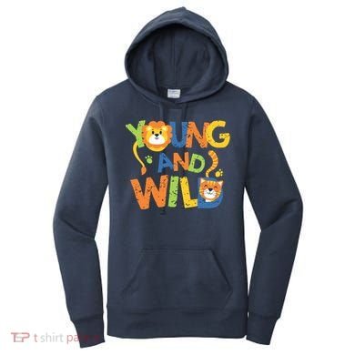 Young And Wild Typography Cute Animal Women's Hoodie