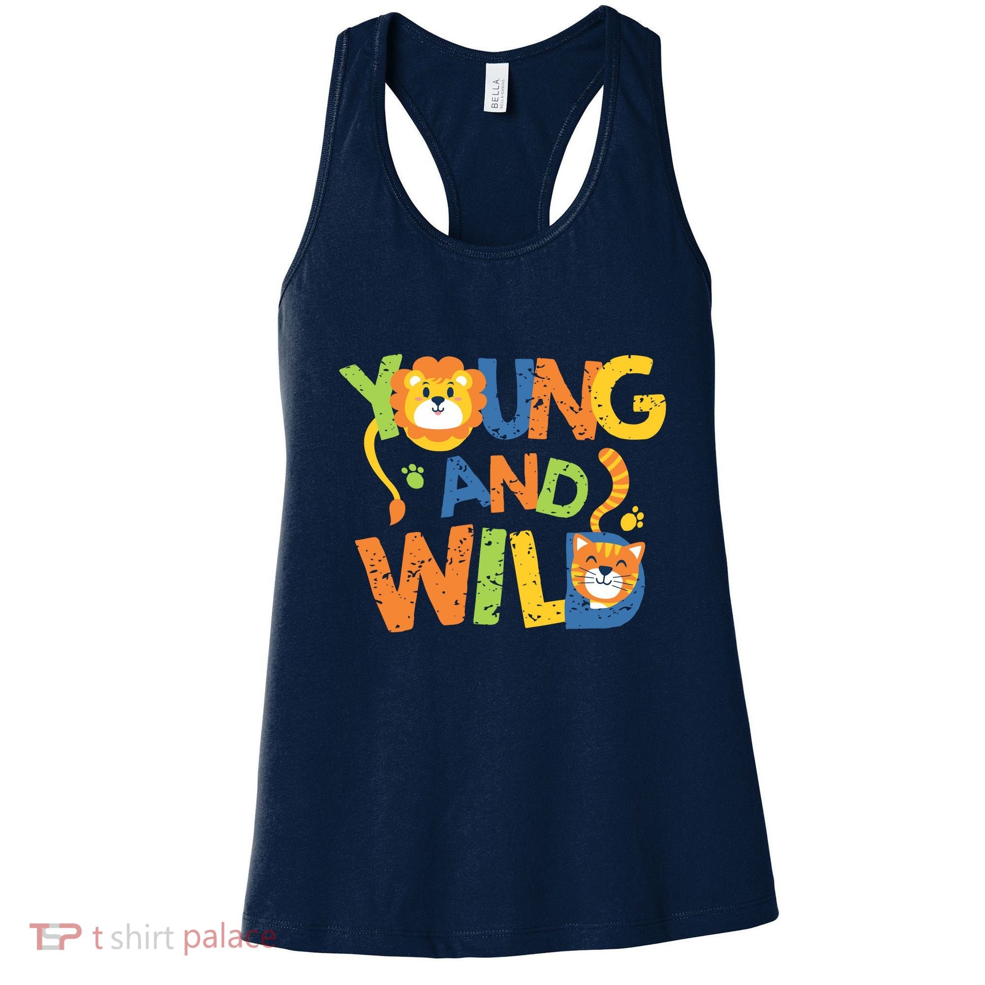 Young And Wild Typography Cute Animal Women's Tank Top