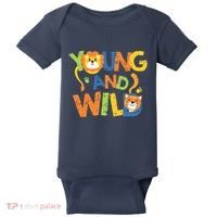 Young And Wild Typography Cute Animal Baby Bodysuit thumb 0