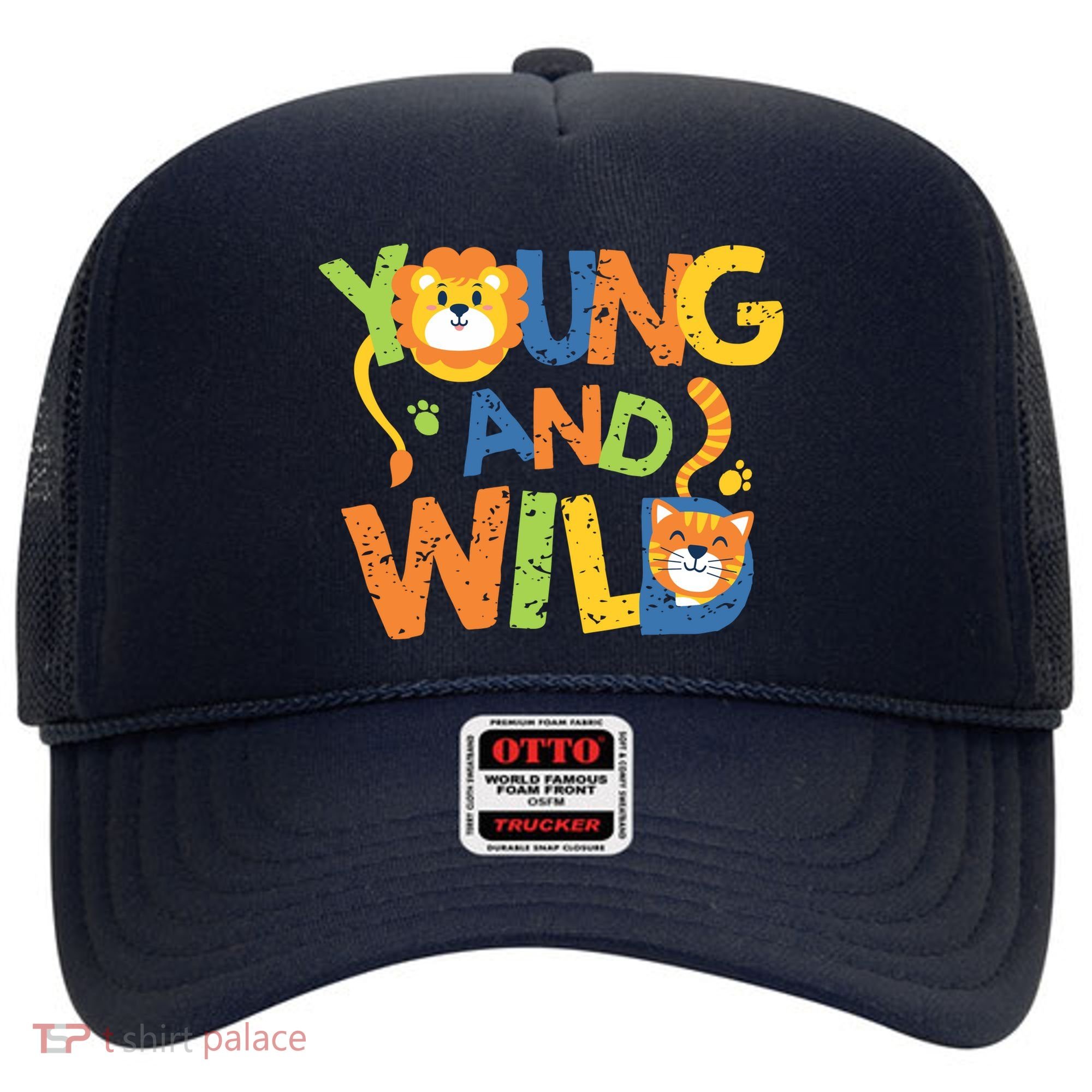Young And Wild Typography Cute Animal Hat