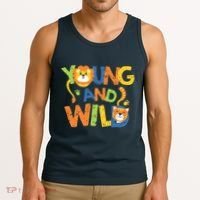 Young And Wild Typography Cute Animal Tank Top thumb 3