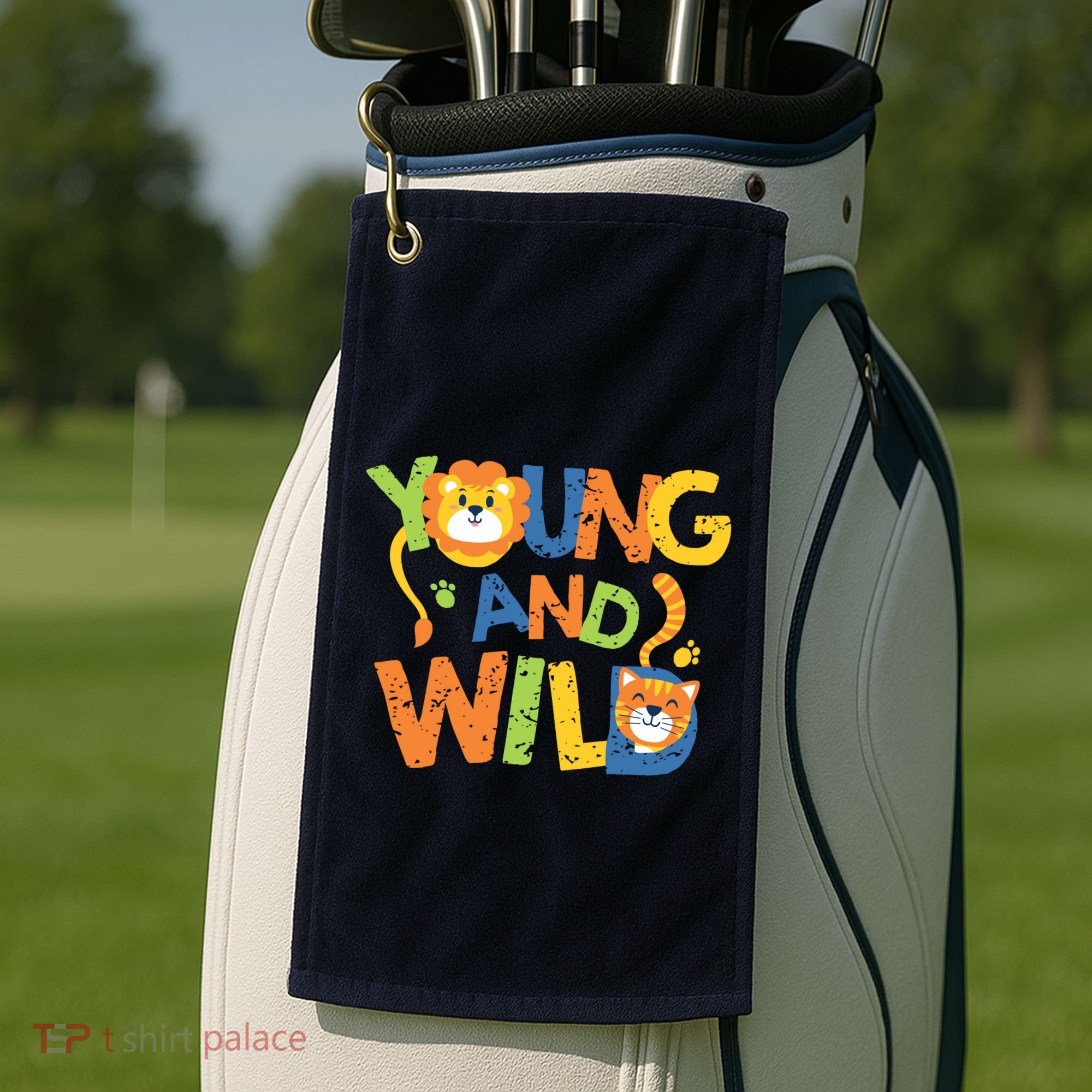 Young And Wild Typography Cute Animal Golf Towel