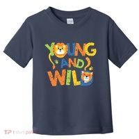 Young And Wild Typography Cute Animal Toddler T-Shirt thumb 0
