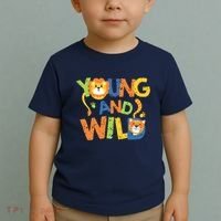 Young And Wild Typography Cute Animal Toddler T-Shirt thumb 2