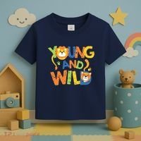 Young And Wild Typography Cute Animal Toddler T-Shirt thumb 3
