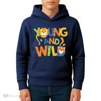 Young And Wild Typography Cute Animal Kids Hoodie thumb 4